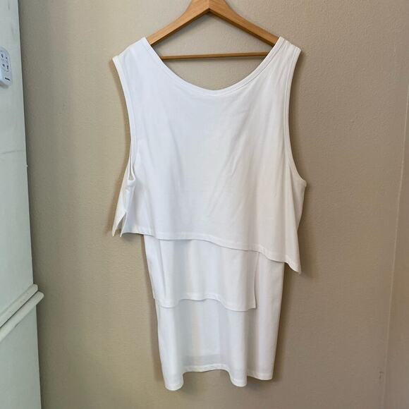 NWT Alexander Wang High Twist Jersey Layered Muscle Mini Dress Womens sz L White - Picture 8 of 15